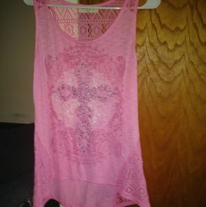 Pink tank with embellished cross🎆
